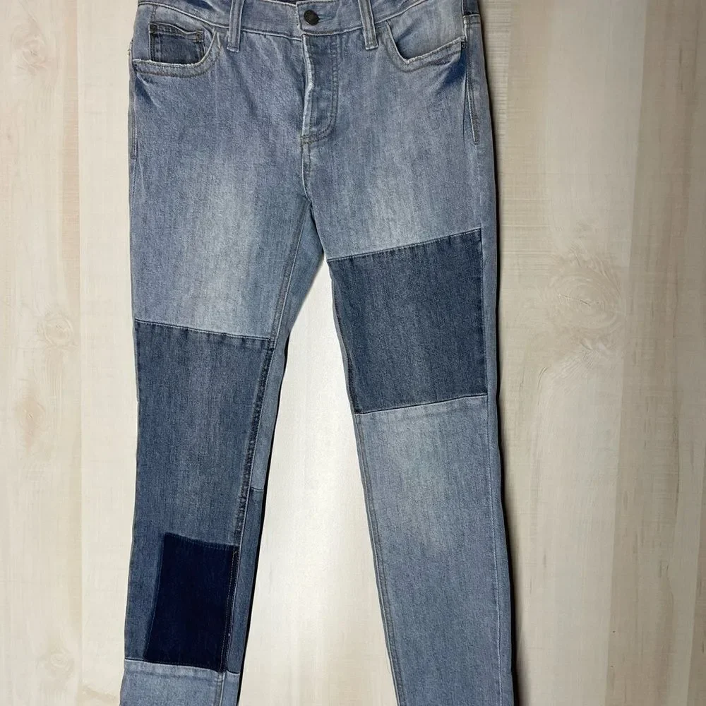 Free People patchwork‎ button fly denim jeans, size 27